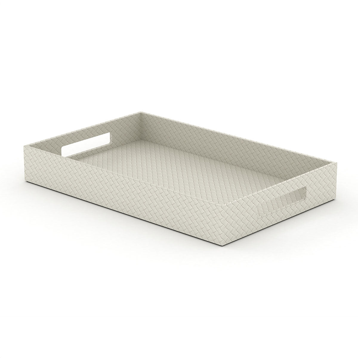 Service Tray with Handles - Jumbo Woven Embossed Leather Match - Signature Collection