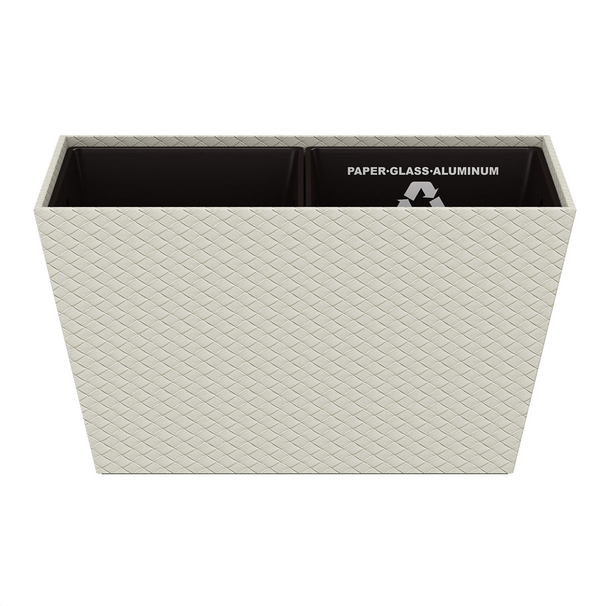Tapered Recycling Bin w/ Plastic Liners - Jumbo Woven Embossed Leather Match - Signature Collection