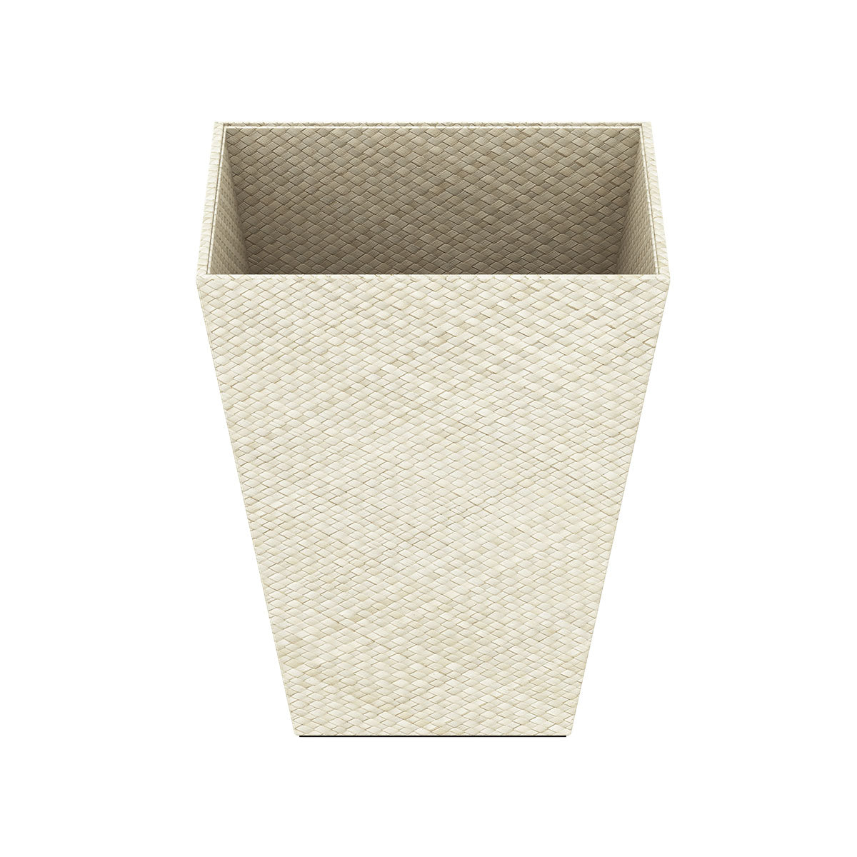 Pyramid Wastebasket - Natural Pandan w/ Wood Trim - Quick Ship