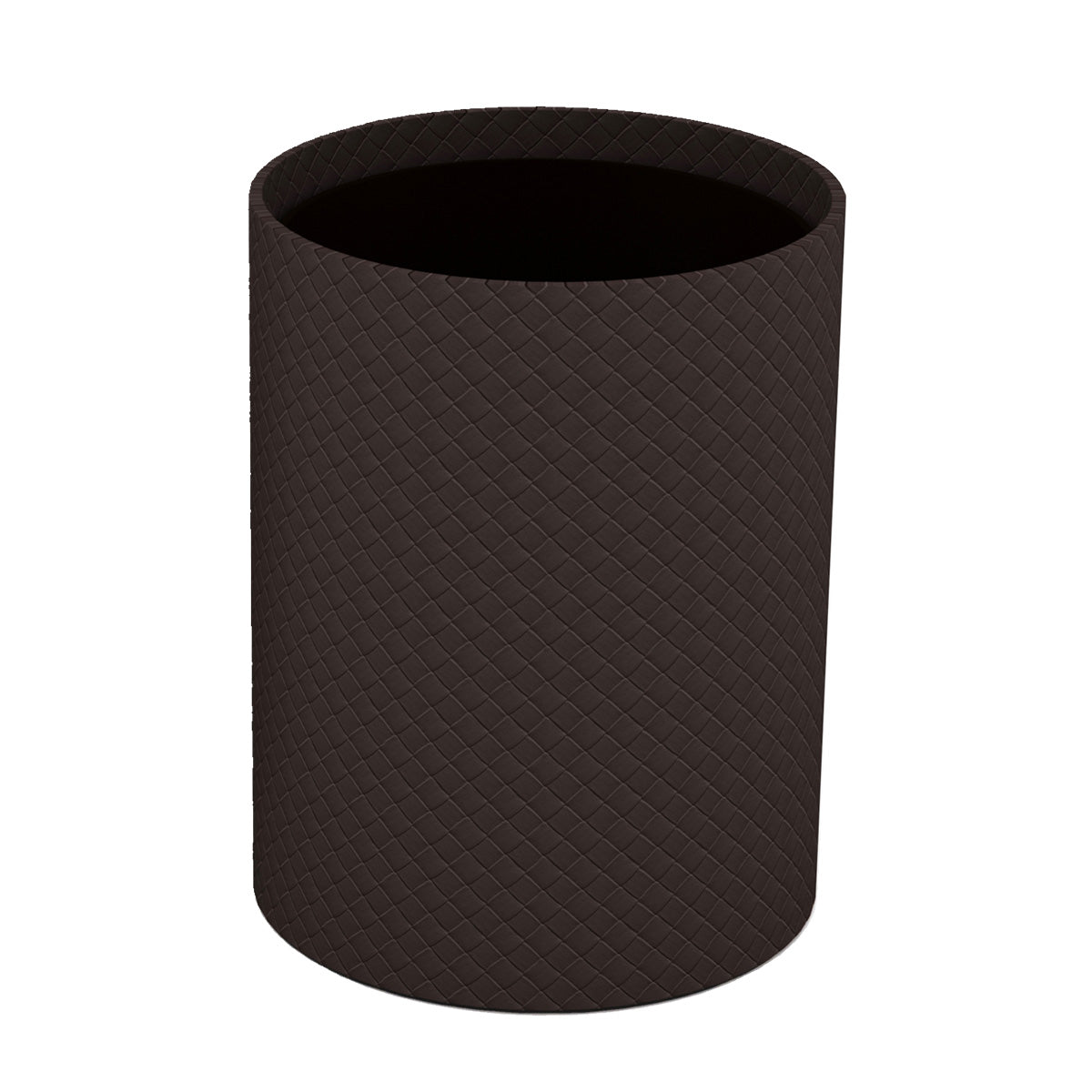 Cylinder Wastebasket - Jumbo Woven Embossed Leather Match - Signature Collection