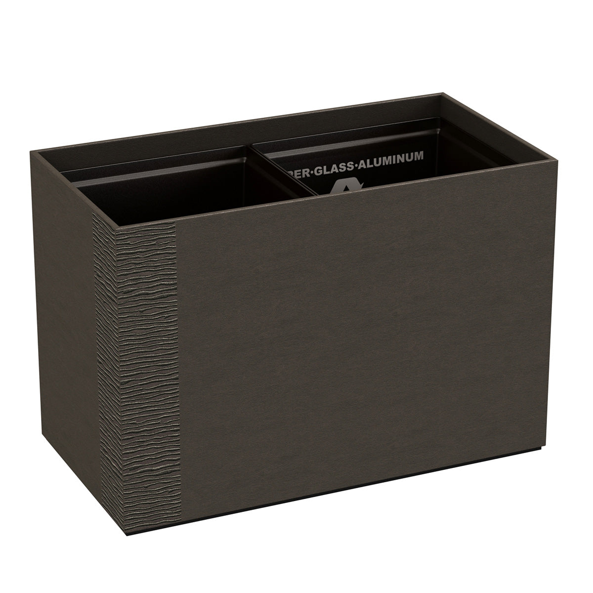 Double Cube Recycling Bin w/ Plastic Liners - Embroidered Leather Match - Signature Collection