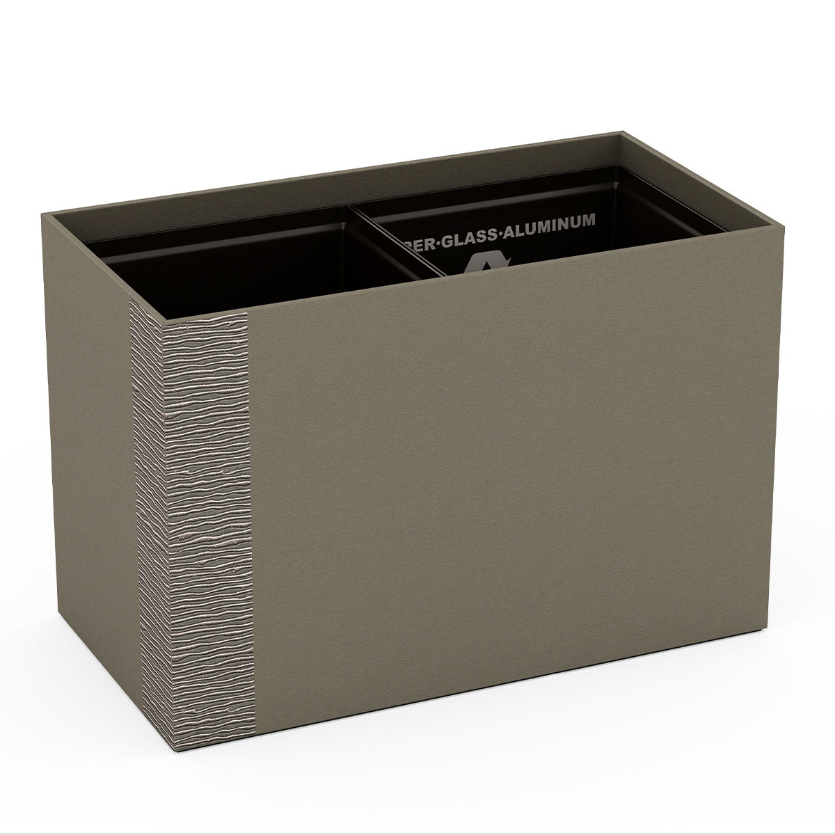 Double Cube Recycling Bin w/ Plastic Liners - Embroidered Leather Match - Signature Collection
