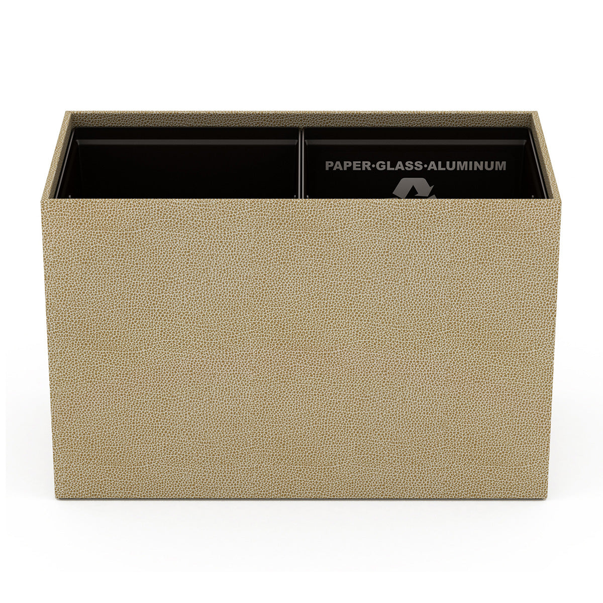 Double Cube Recycling Bin w/ Plastic Liners - Faux Shagreen Leather Match - Signature Collection