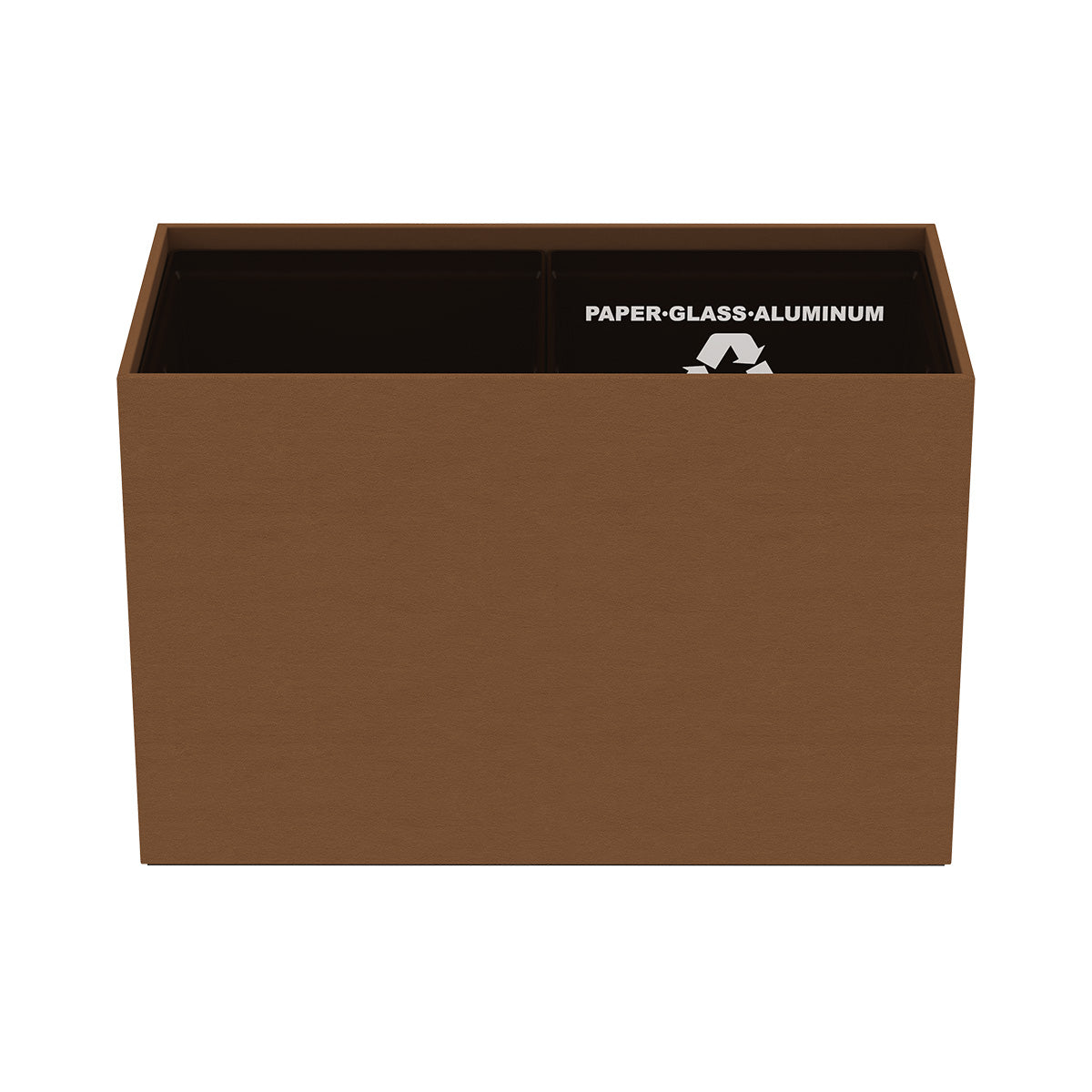 Double Cube Recycling Bin w/ Plastic Liners - Smooth Leather Match - Quick Ship
