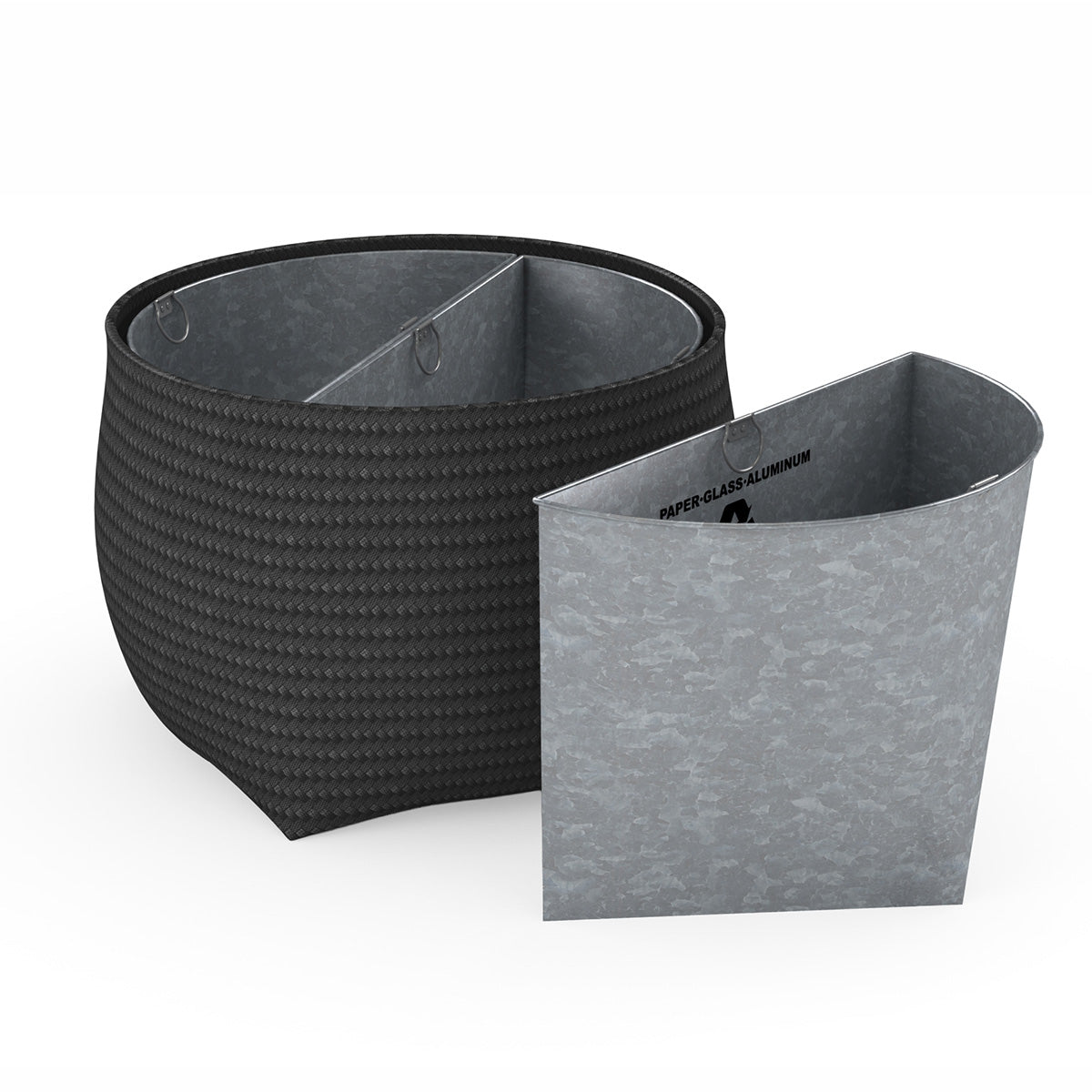 Round Recycling Bin w/ Metal Liners - Polyweave - Signature Collection