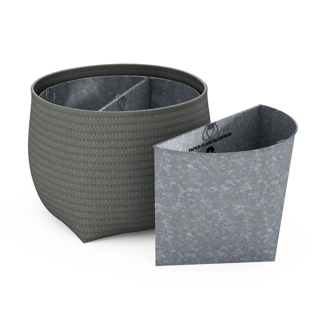 Round Recycling Bin w/ Metal Liners - Polyweave - Signature Collection