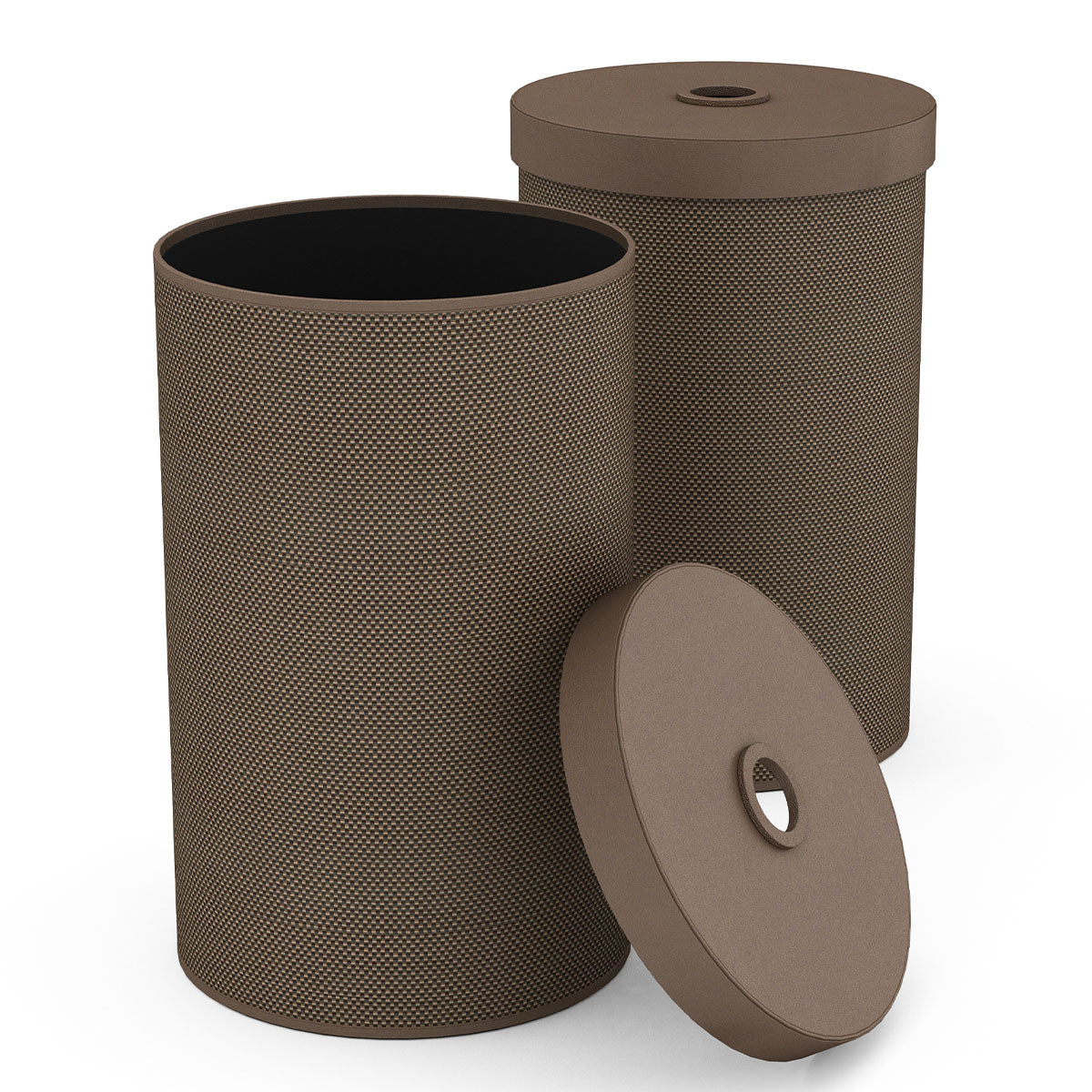 Large Cylinder Hamper w/ Finger Hole - Broadweave Leather Match - Signature Collection