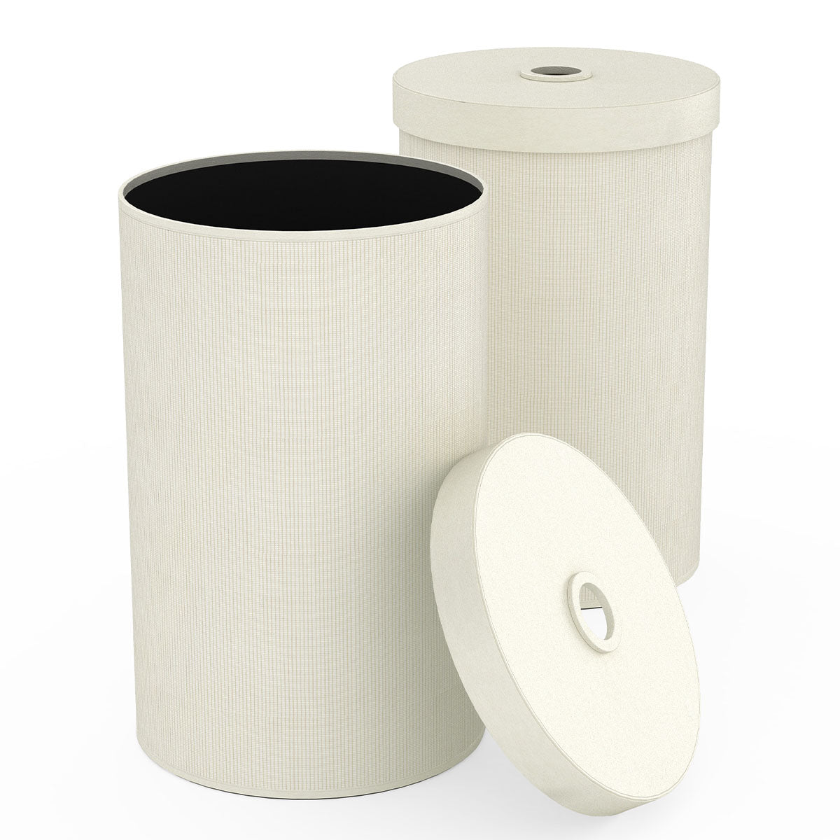 Large Cylinder Hamper w/ Finger Hole - Classic Weave Leather Match - Signature Collection