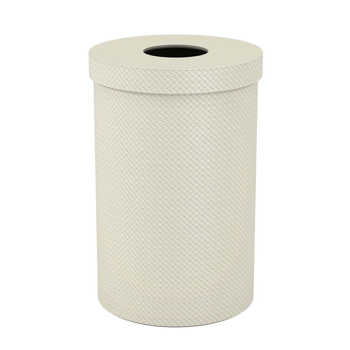 Large Cylinder Hamper w/ 6" Hole - Jumbo Woven Embossed Leather Match - Quick Ship