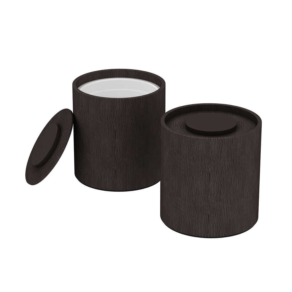 Large Round Ice Bucket w/ Recessed Handles - Wave Texture Leather Match - Signature Collection