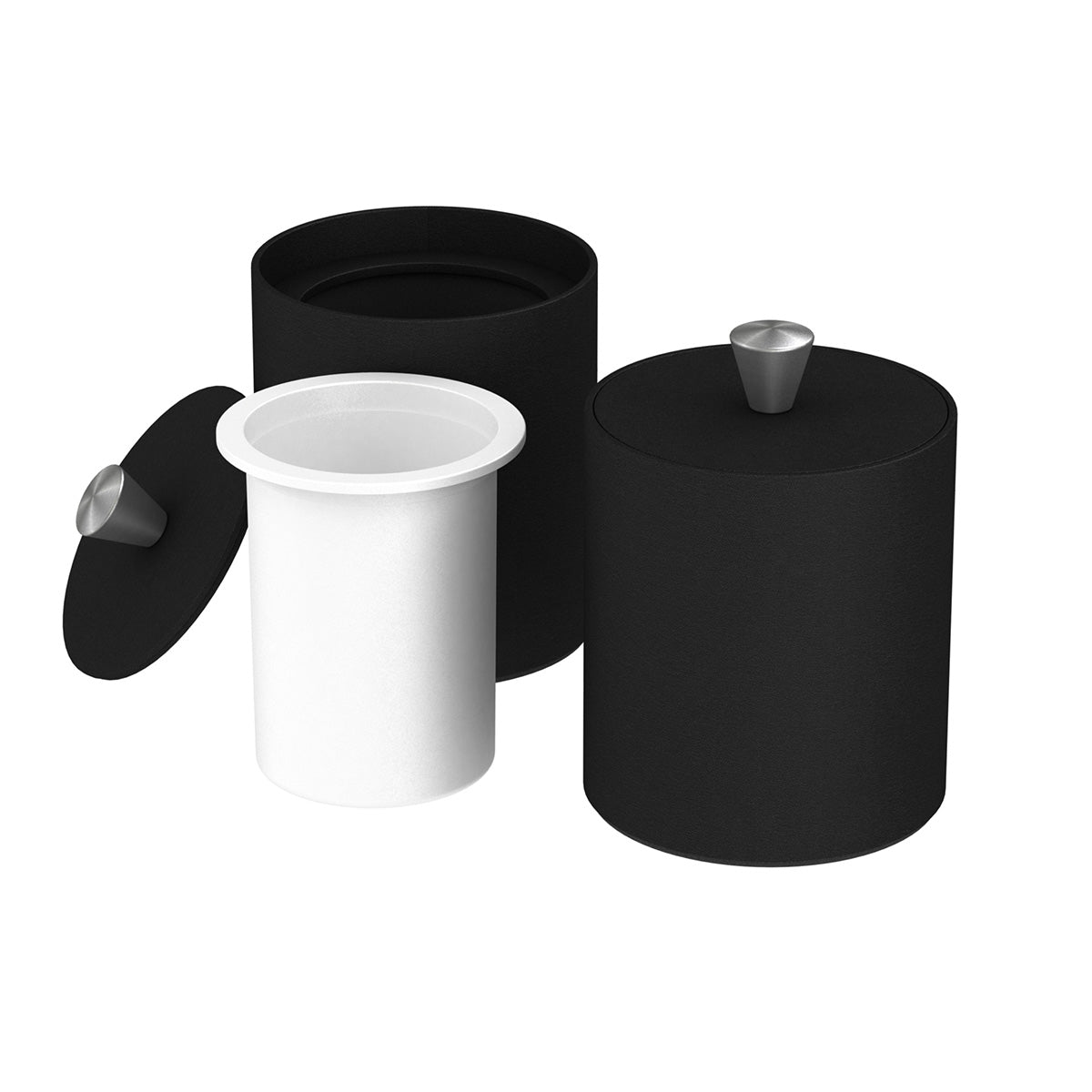 Round Ice Bucket w/ Aluminum Knob - Smooth Leather Match - Signature Collection