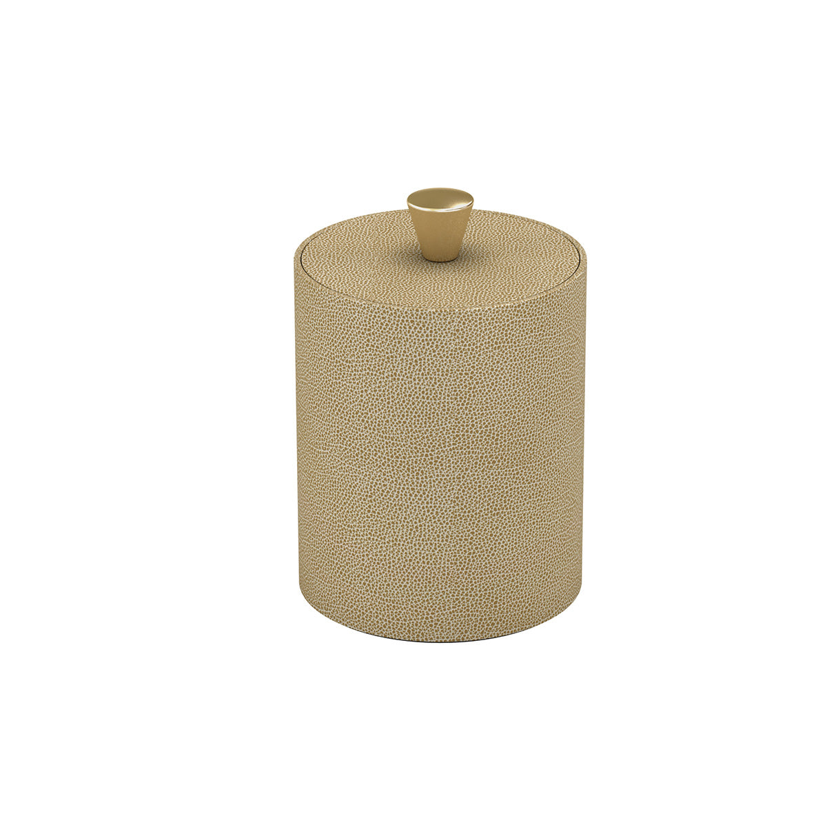 Round Ice Bucket w/ Aluminum Finished Knob - Faux Shagreen Leather Match - Signature Collection