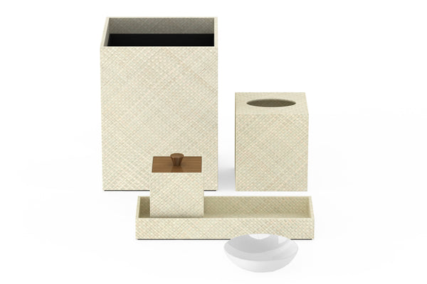 Quick Ship - Natural Pandan with Wood Trim - Guest Bath