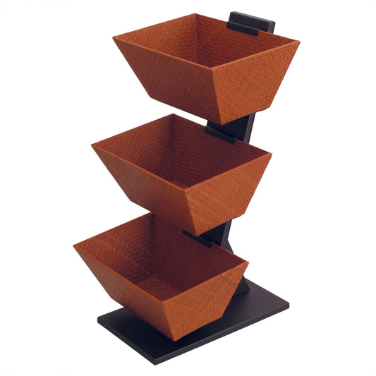 Stand for 3 Small Square or Rectangle Bowls - Smooth Leather Match