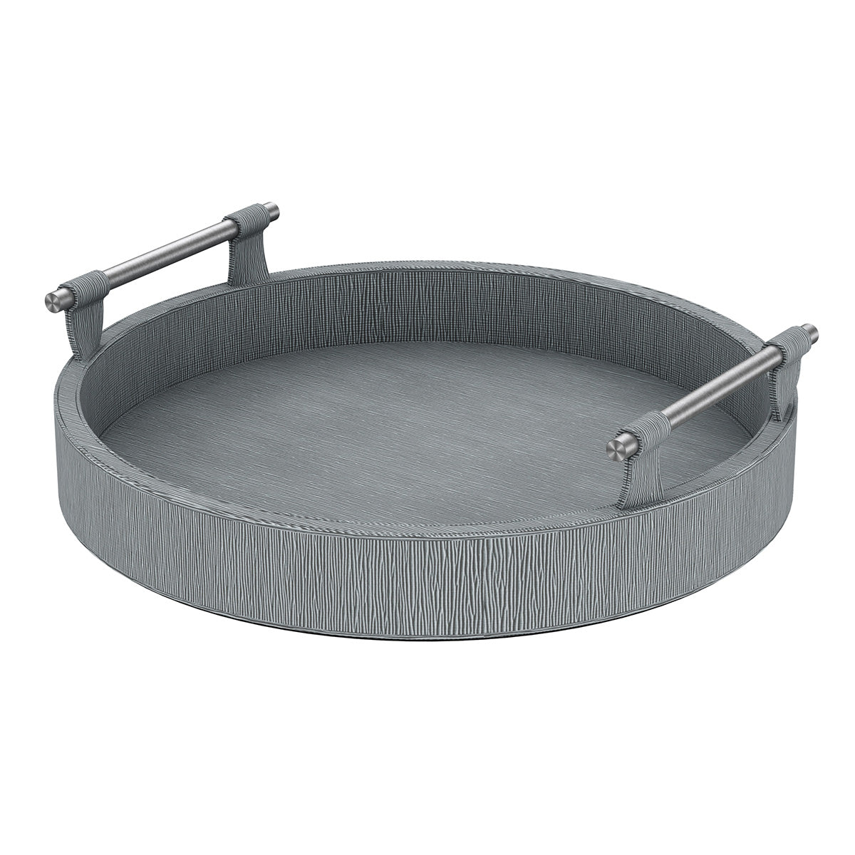 Round Tray w/ Handles - Wave Texture Leather Match - Signature Collection