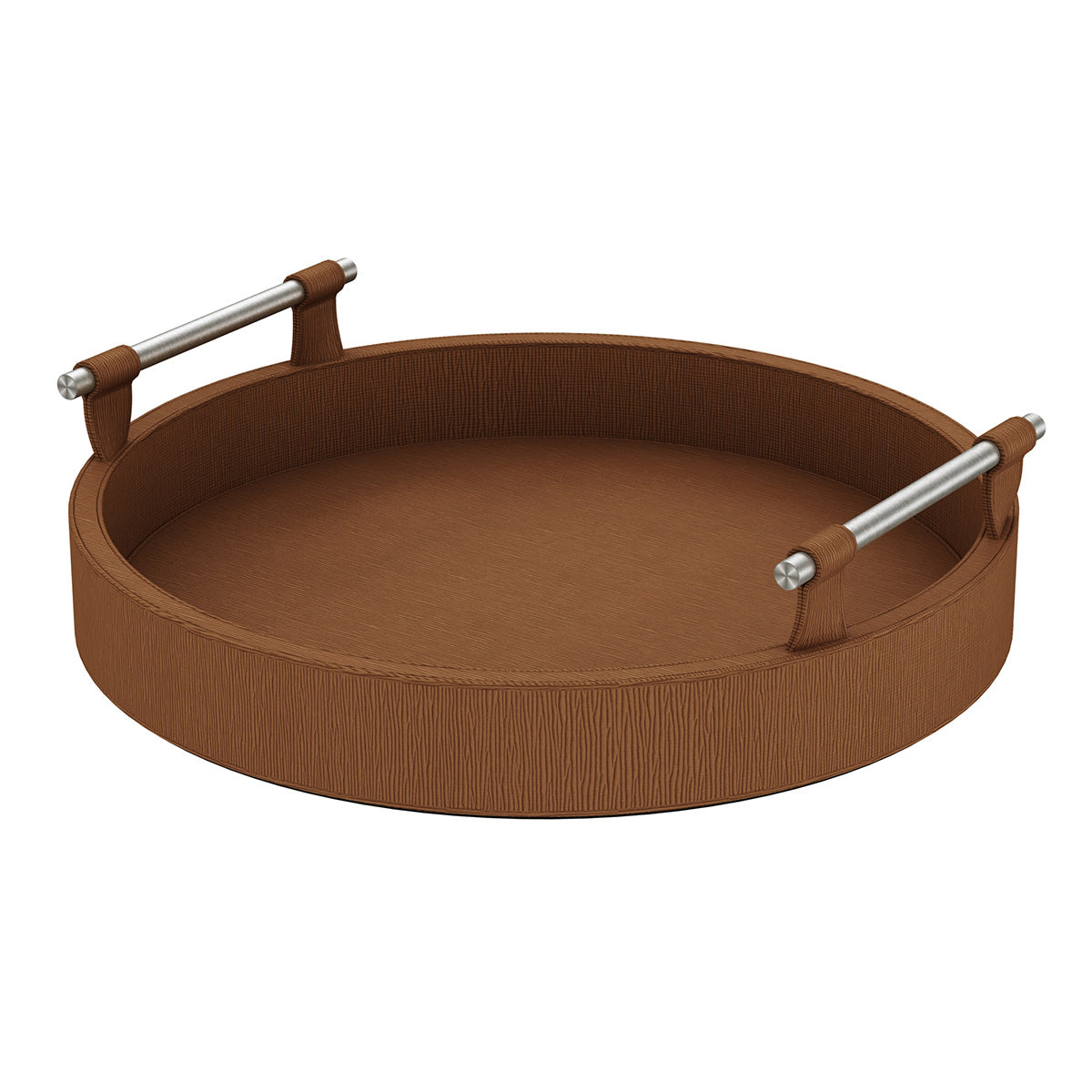 Round Tray w/ Handles - Wave Texture Leather Match - Signature Collection