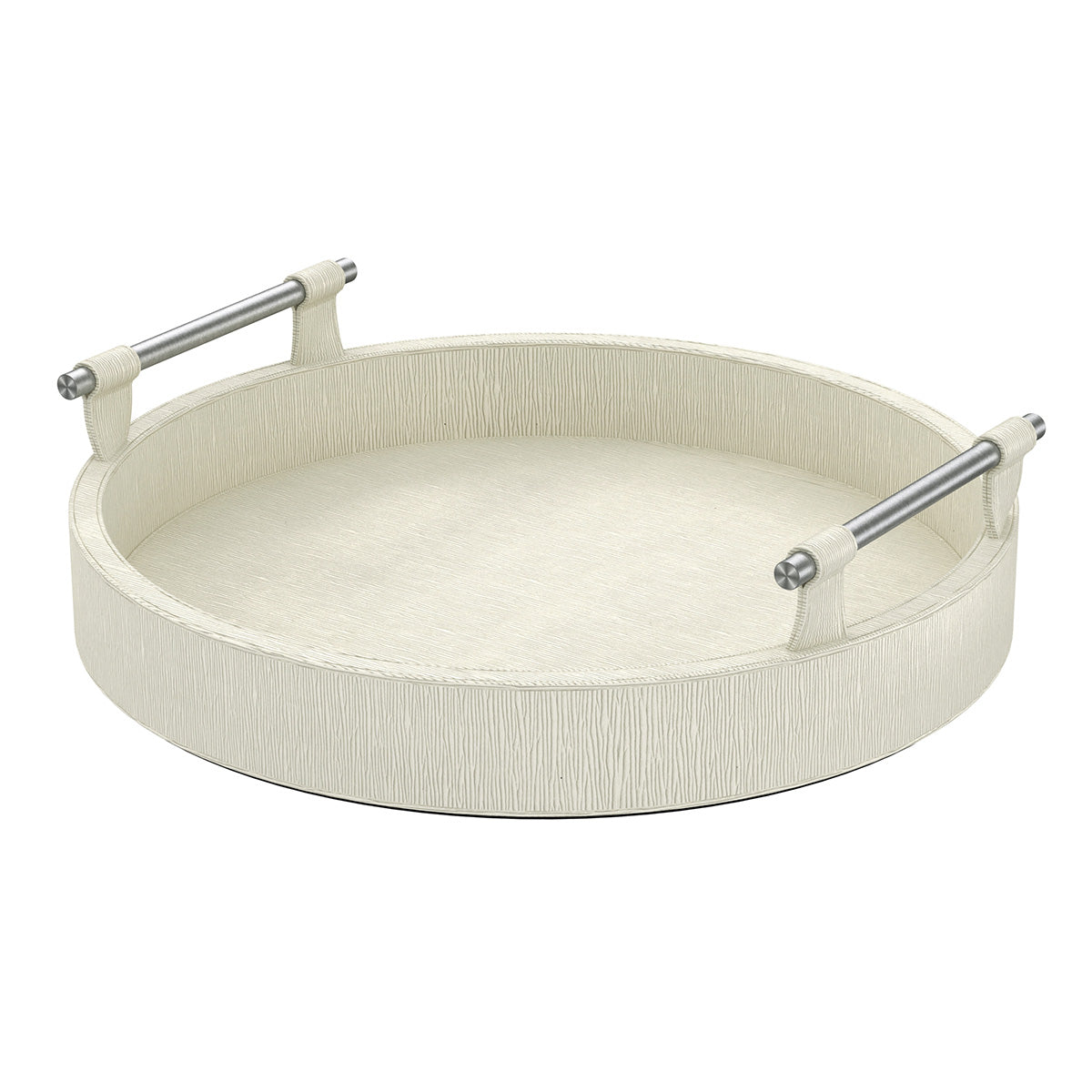 Round Tray w/ Handles - Wave Texture Leather Match - Signature Collection