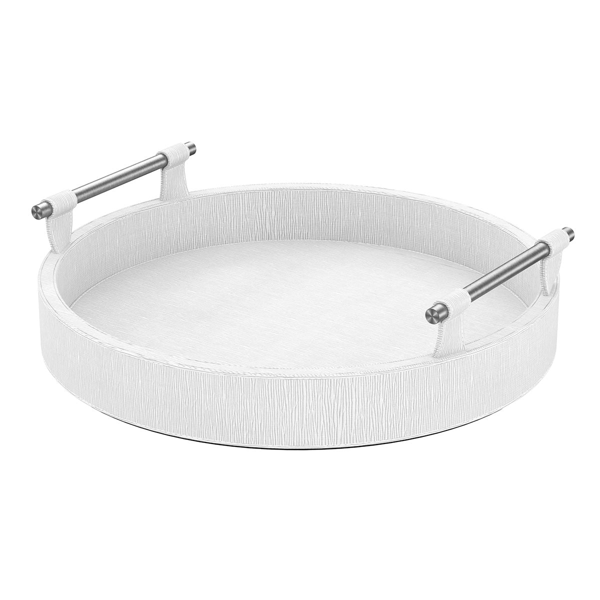 Round Tray w/ Handles - Wave Texture Leather Match - Signature Collection