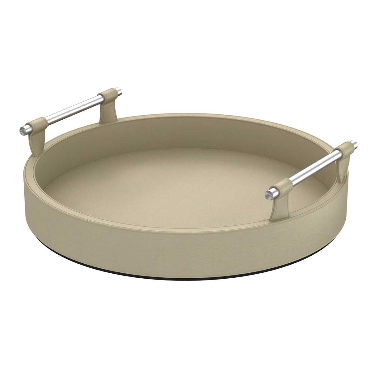 Round Tray w/ Handles - Smooth Leather Match - Signature Collection