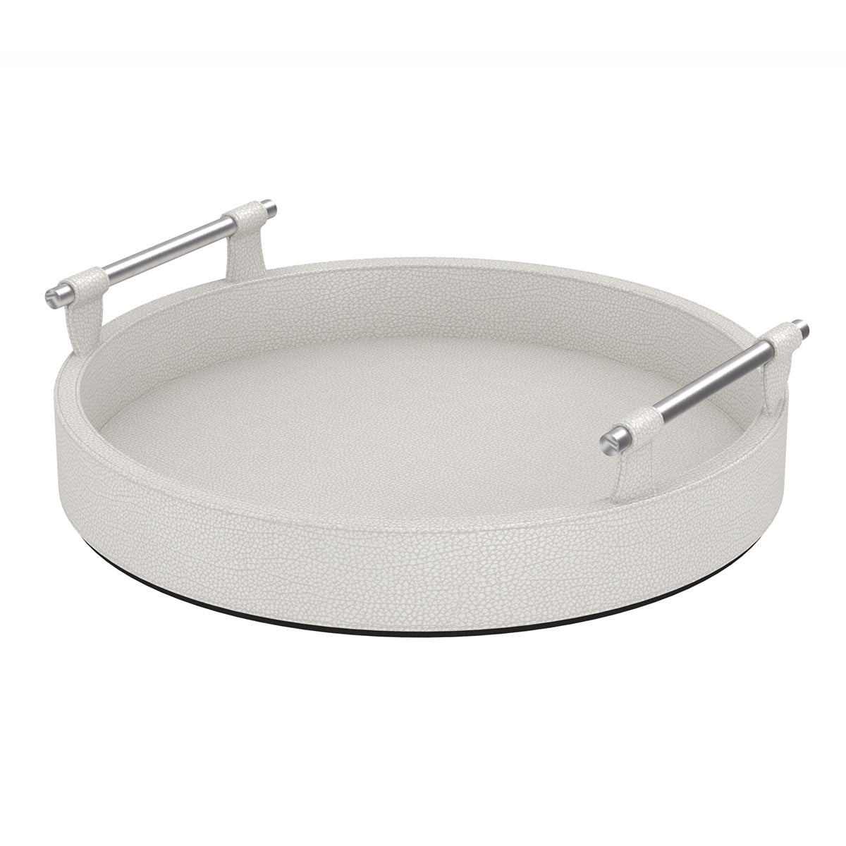 Round Tray w/ Handles - Faux Shagreen Leather Match - Signature Collection