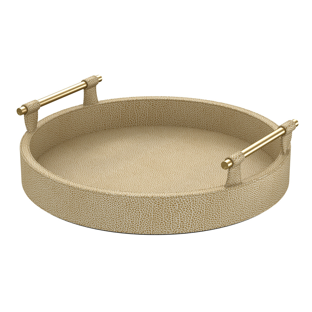 Round Tray w/ Handles - Faux Shagreen Leather Match - Signature Collection