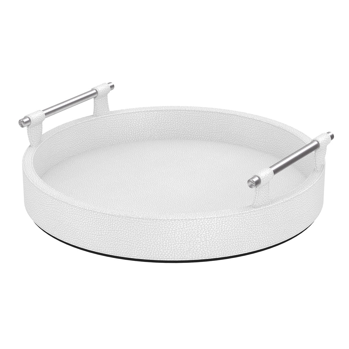 Round Tray w/ Handles - Faux Shagreen Leather Match - Signature Collection
