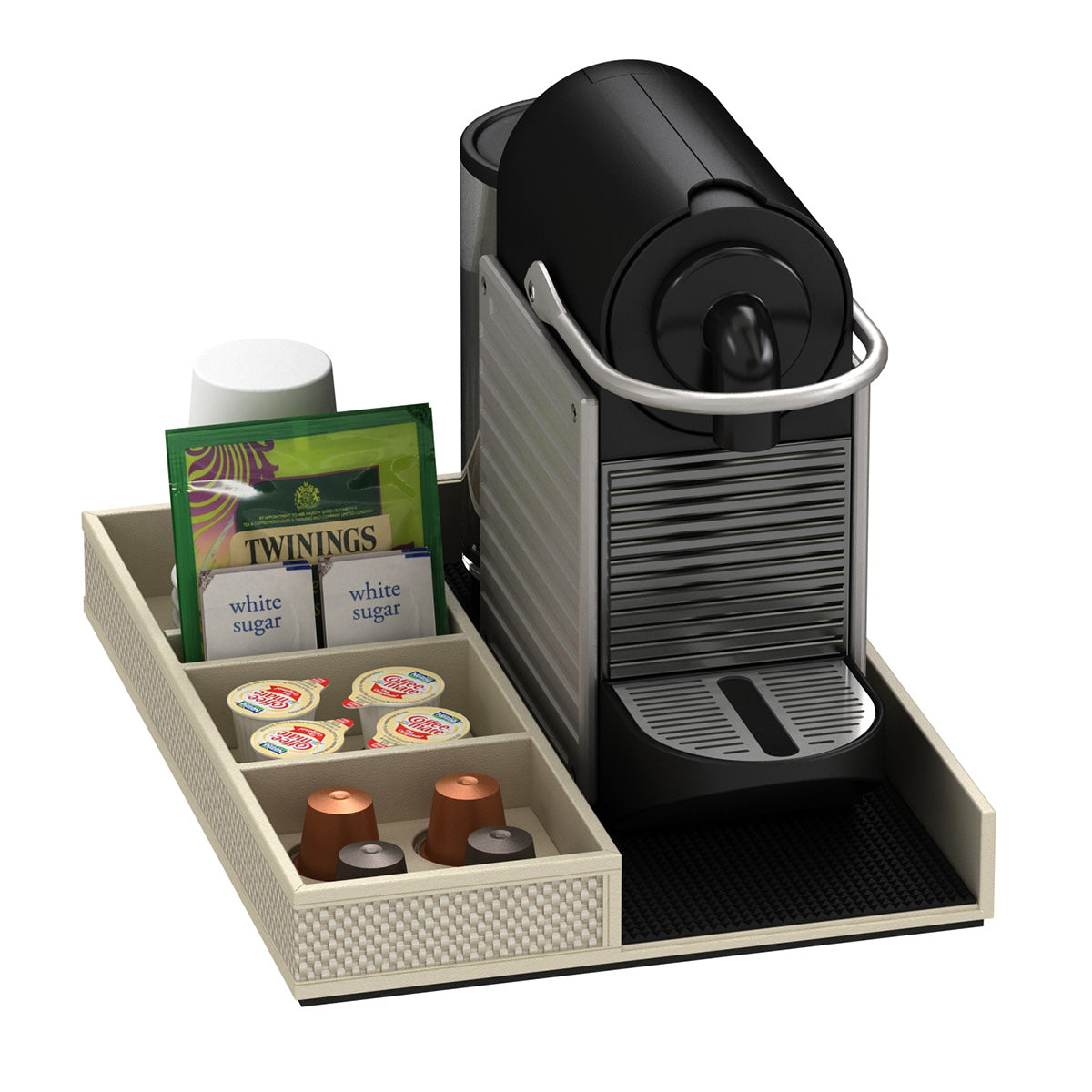 Coffee Machine and Condiment Tray - Broadweave Leather Match - Signature Collection