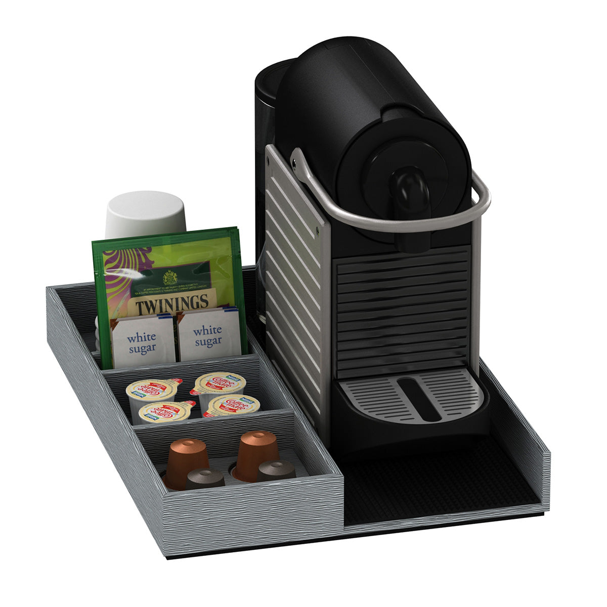 Coffee Machine and Condiment Tray - Wave Texture Leather Match - Signature Collection