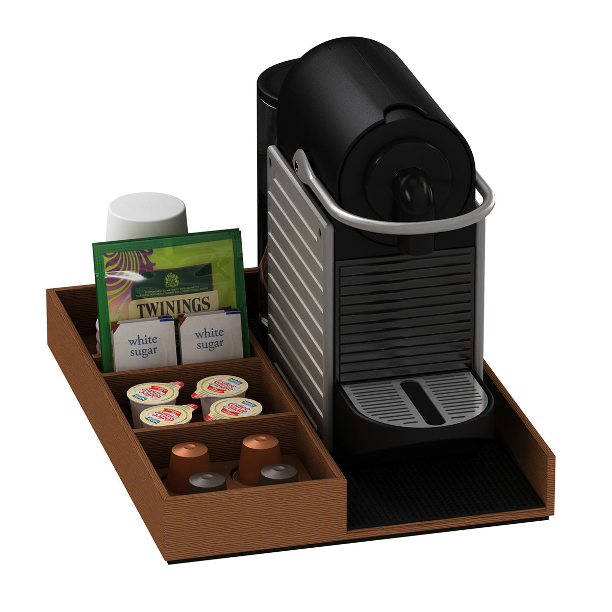 Coffee Machine and Condiment Tray - Wave Texture Leather Match - Signature Collection