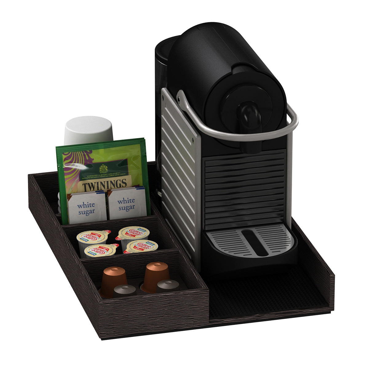 Coffee Machine and Condiment Tray - Wave Texture Leather Match - Signature Collection