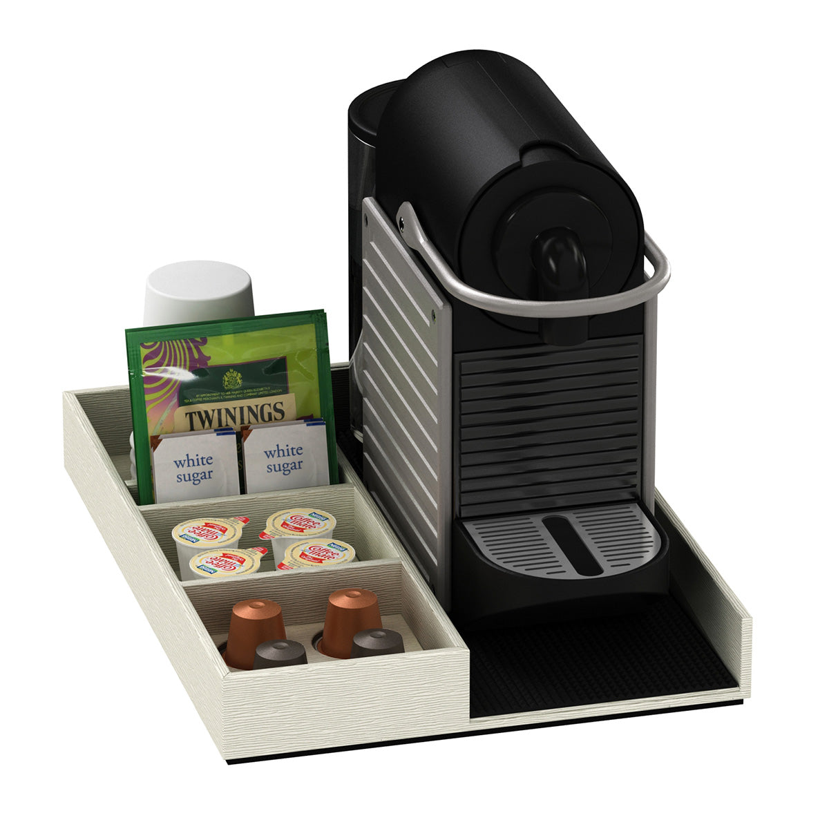 Coffee Machine and Condiment Tray - Wave Texture Leather Match - Signature Collection