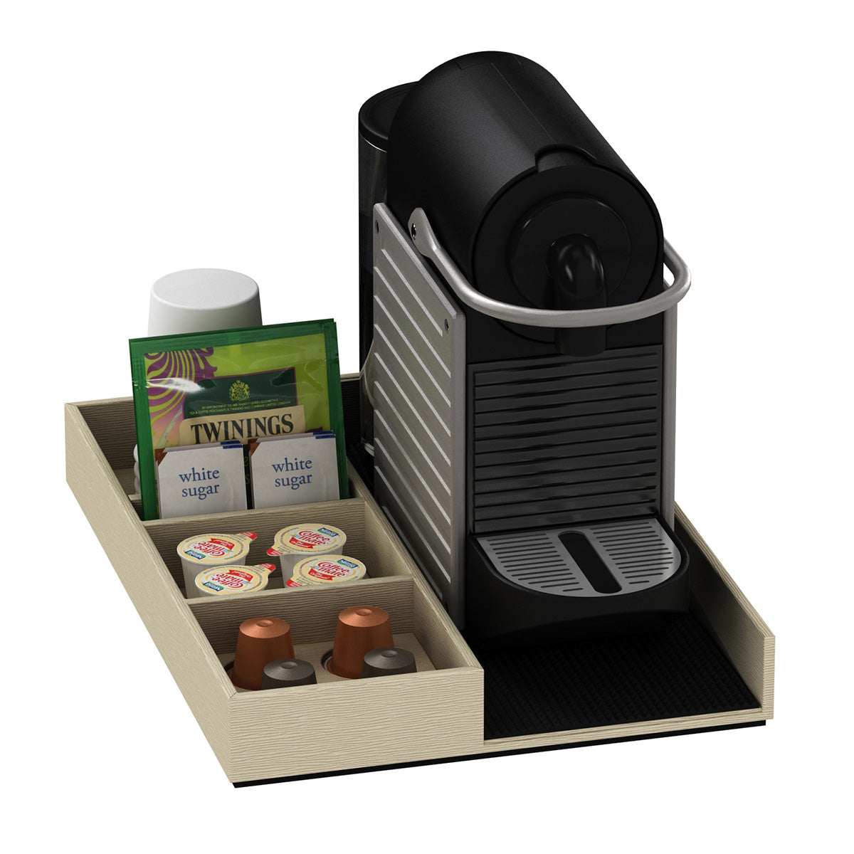 Coffee Machine and Condiment Tray - Wave Texture Leather Match - Signature Collection