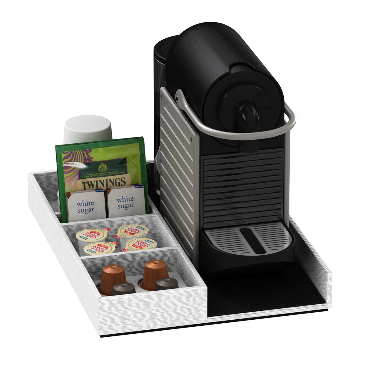 Coffee Machine and Condiment Tray - Wave Texture Leather Match - Signature Collection