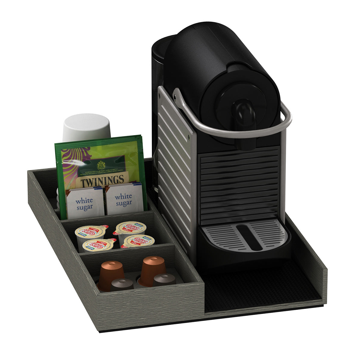 Coffee Machine and Condiment Tray - Wave Texture Leather Match - Signature Collection