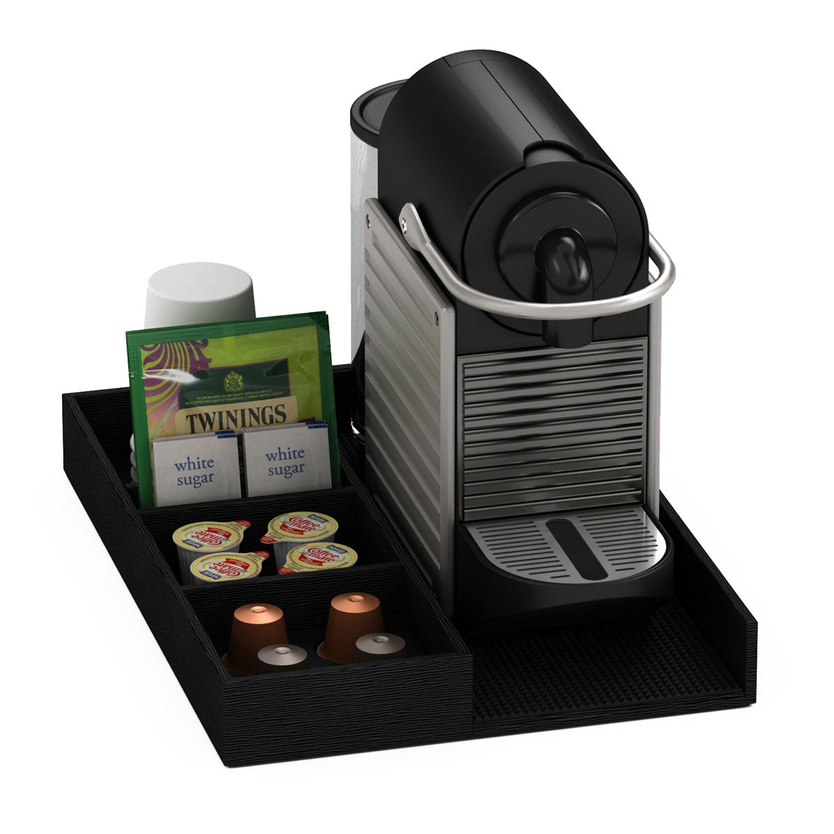 Coffee Machine and Condiment Tray - Wave Texture Leather Match - Signature Collection