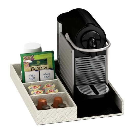 Coffee Machine and Condiment Tray - Jumbo Woven Embossed Leather Match - Signature Collection