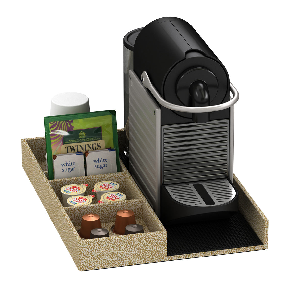 Coffee Machine and Condiment Tray - Faux Shagreen Leather Match - Signature Collection