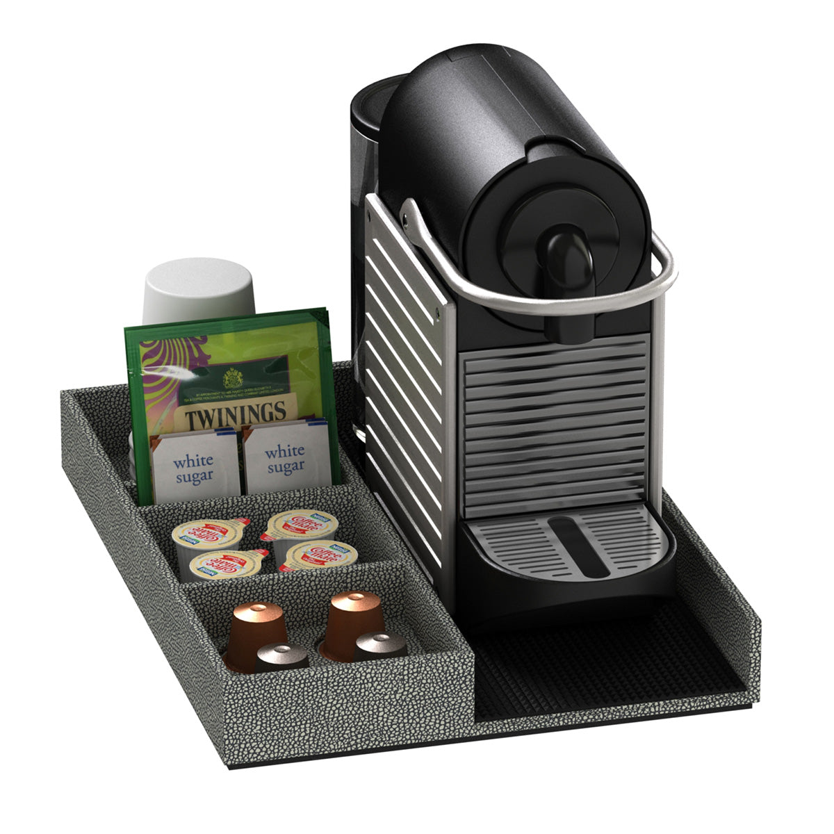 Coffee Machine and Condiment Tray - Faux Shagreen Leather Match - Signature Collection
