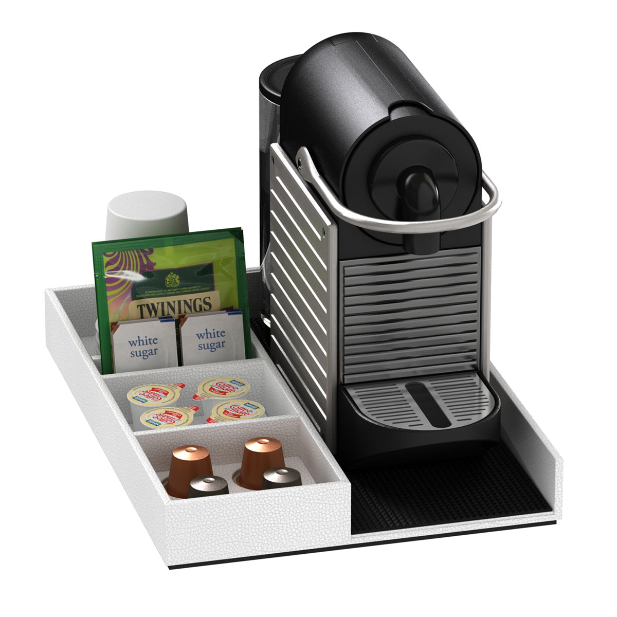 Coffee Machine and Condiment Tray - Faux Shagreen Leather Match - Signature Collection