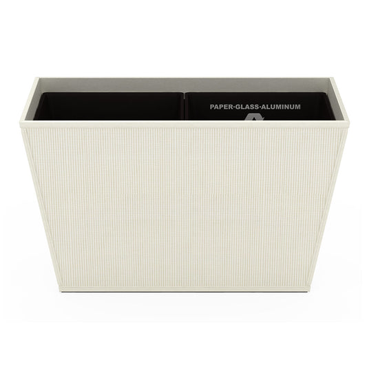 Tapered Recycling Bin w/ Plastic Liners - Classic Weave Leather Match - Signature Collection