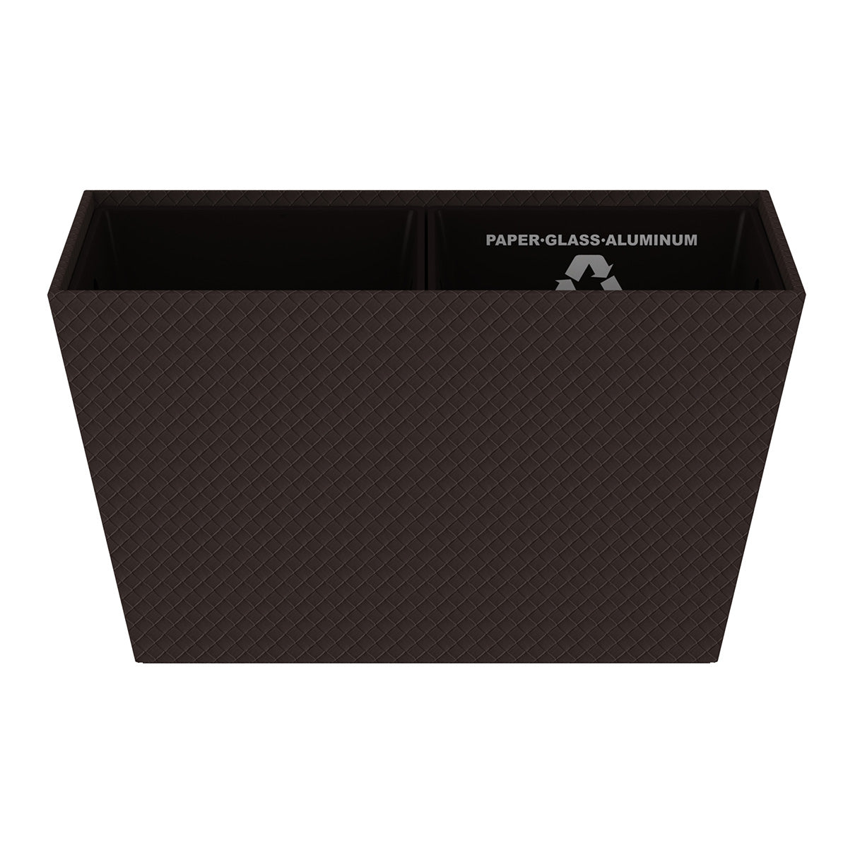 Tapered Recycling Bin w/ Plastic Liners - Jumbo Woven Embossed Leather Match - Signature Collection