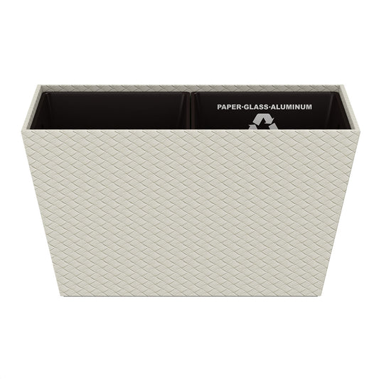 Tapered Recycling Bin w/ Plastic Liners - Jumbo Woven Embossed Leather Match - Signature Collection