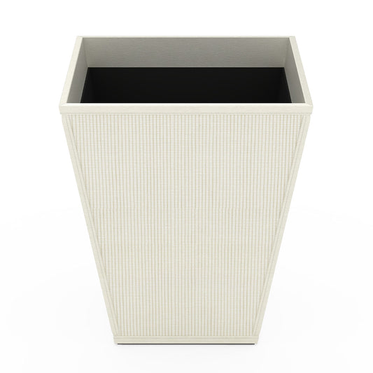 Pyramid Wastebasket - Classic Weave Leather Match - Signature Collection