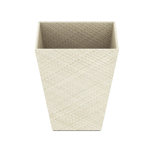 Pyramid Wastebasket - Natural Pandan w/ Wood Trim - Quick Ship