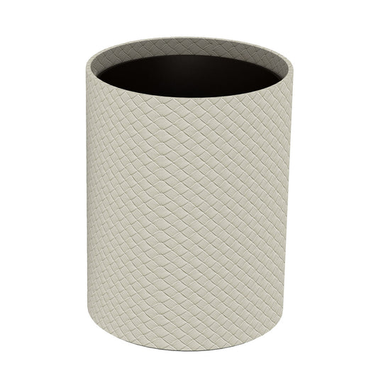 Cylinder Wastebasket - Jumbo Woven Embossed Leather Match - Signature Collection