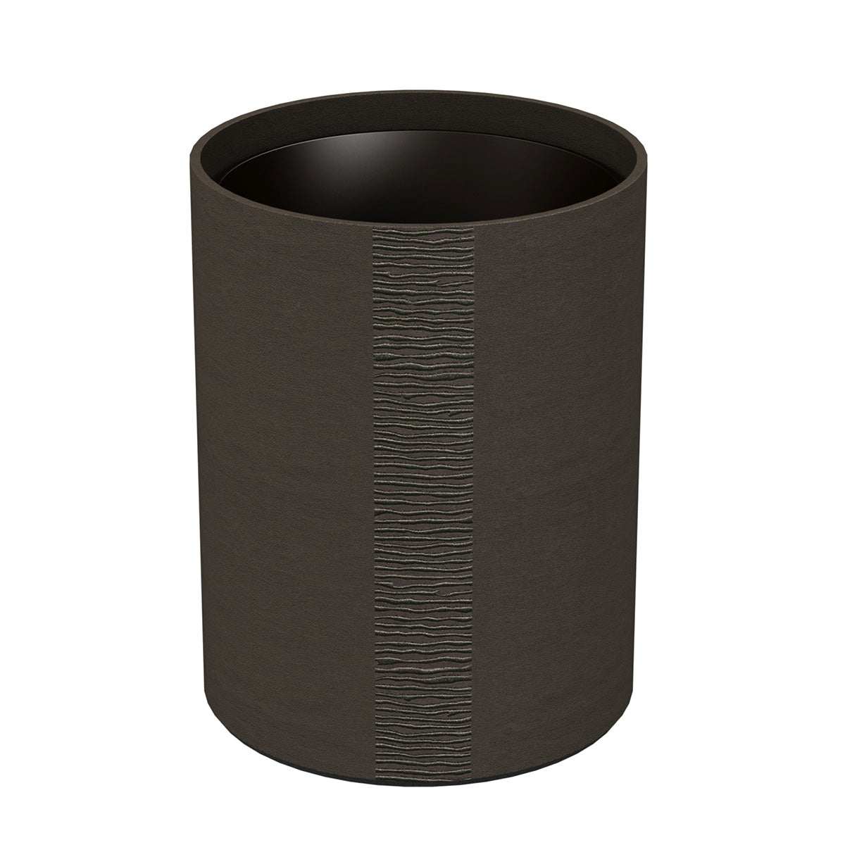 Cylinder Wastebasket - Embroidered Leather Match - Signature Collection