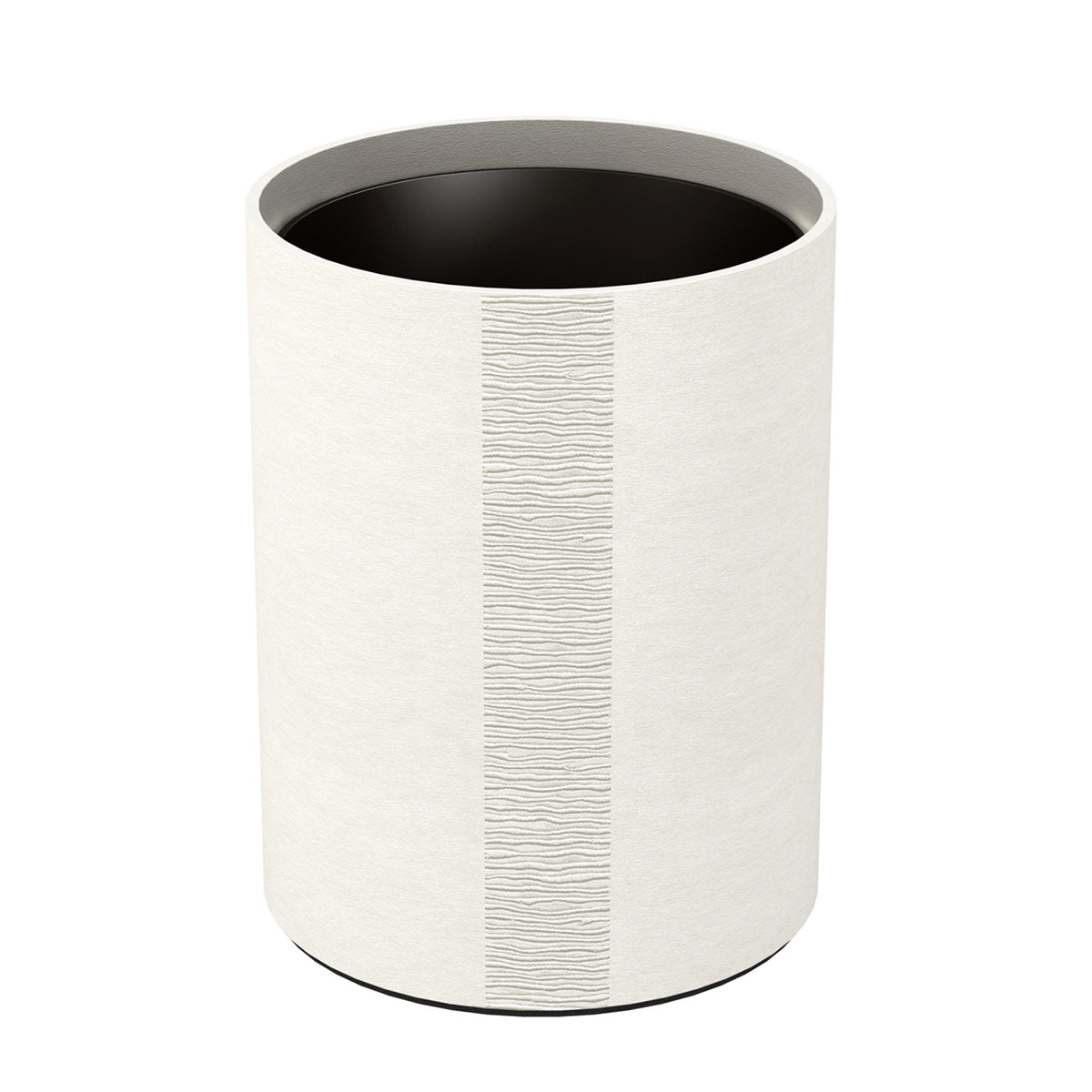Cylinder Wastebasket - Embroidered Leather Match - Signature Collection