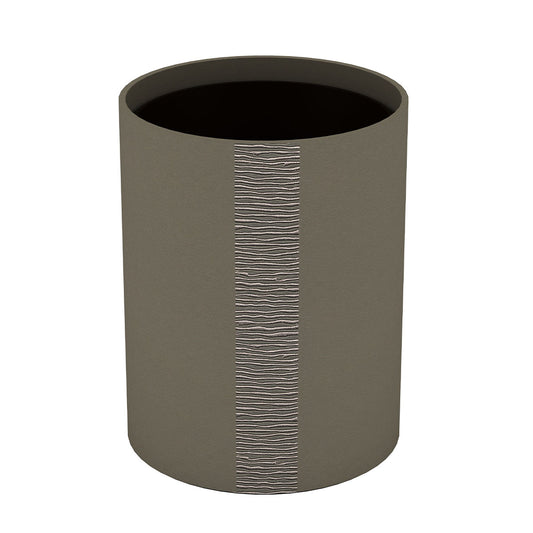 Cylinder Wastebasket - Embroidered Leather Match - Signature Collection