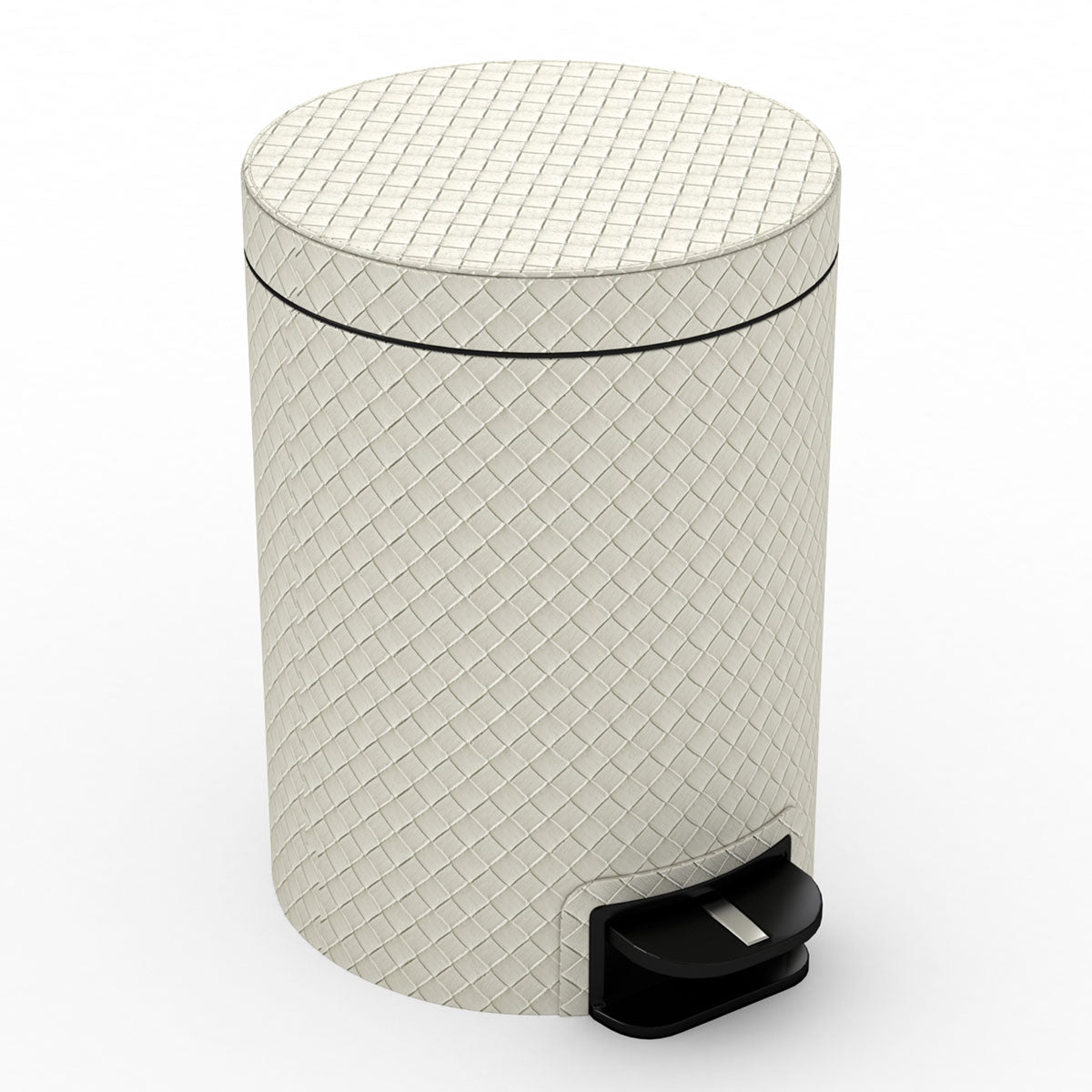 Pedal Bin w/ Removable Plastic Liner, 5L Capacity - Jumbo Woven Embossed Leather Match - Signature Collection