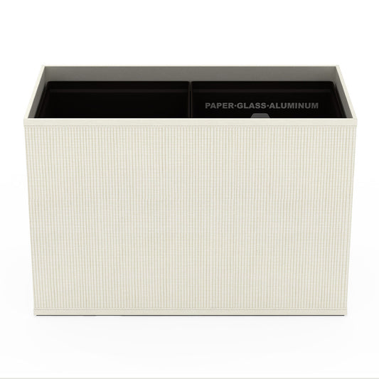 Double Cube Recycling Bin w/ Plastic Liners - Classic Weave Leather Match - Signature Collection